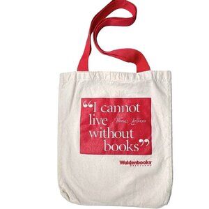 Waldenbooks Brentano’s Double Handle Canvas Tote Bag Thomas Jefferson Quote VTG